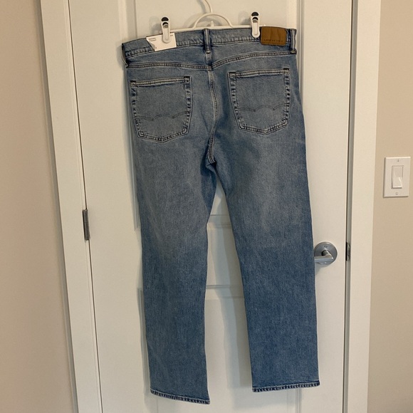 Light Blue Straight Jeans with Vintage Distressed Look - Picture 9 of 9